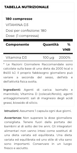 Futures Nutrition Vitamina D3 20000 UI &ndash; 180 Compresse Vegane &ndash; Per Ossa E Sistema Immunitario